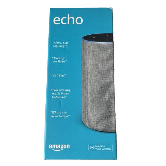 Amazon Echo (2nd Generation) Smart Speaker with Alexa - Heather Gray Fabric NEW - Picture 1 of 7